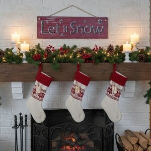 Barn Red Farmhouse "Let It Snow" Sign - Rustic Wood Christmas Decor